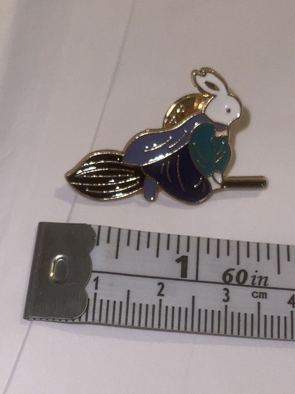 Bunny On A Broom Pin Halloween Brooch